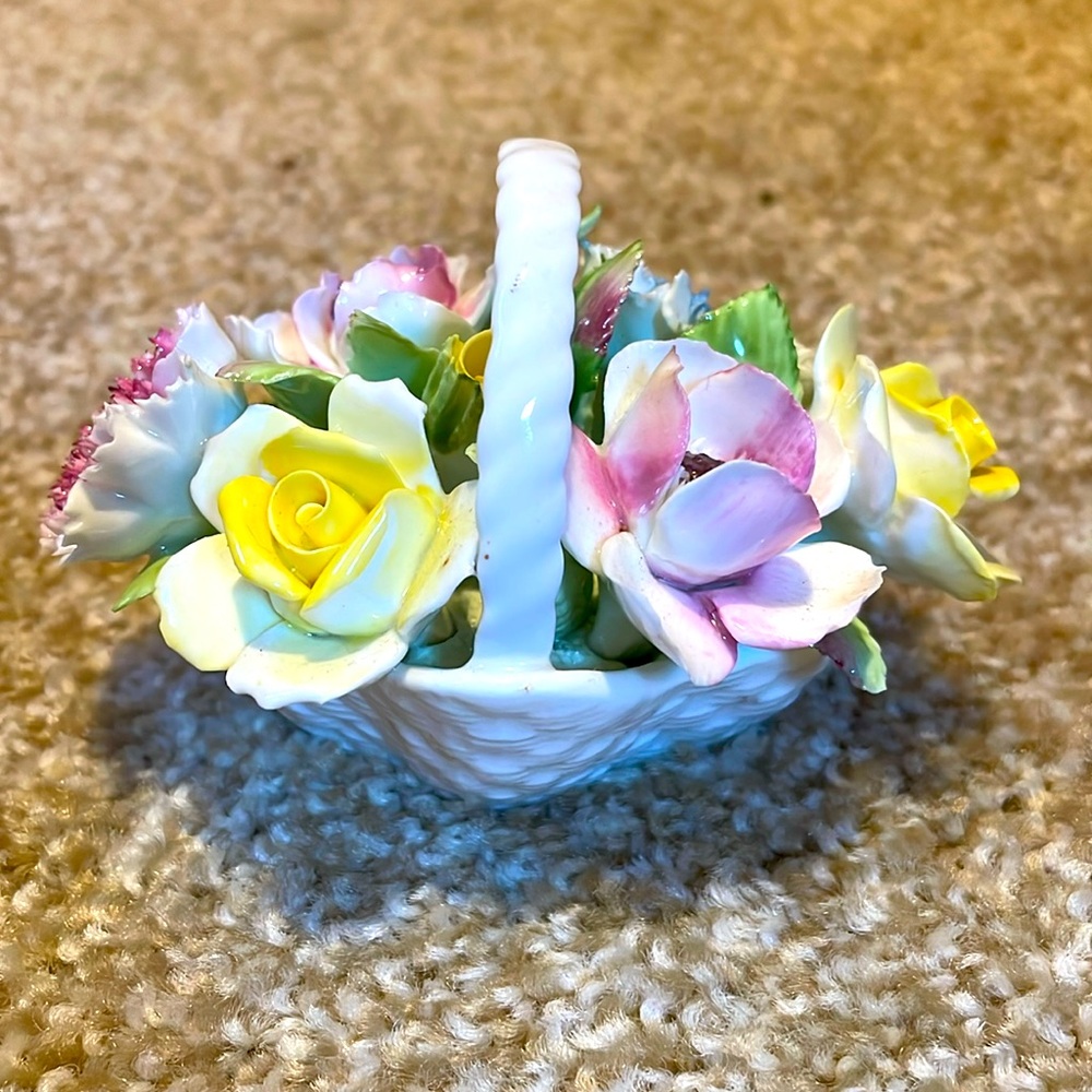 Royal Doulton hand made vintage bone china rose basket.